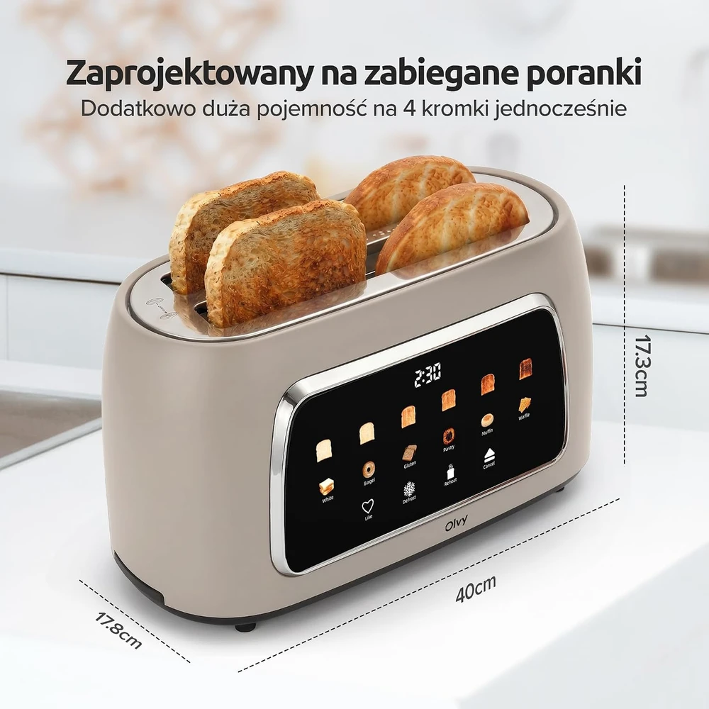Olvy skrudintuvas 4 riekėms su LCD ekranu, laikmačiu, 1500 W, T-40T
