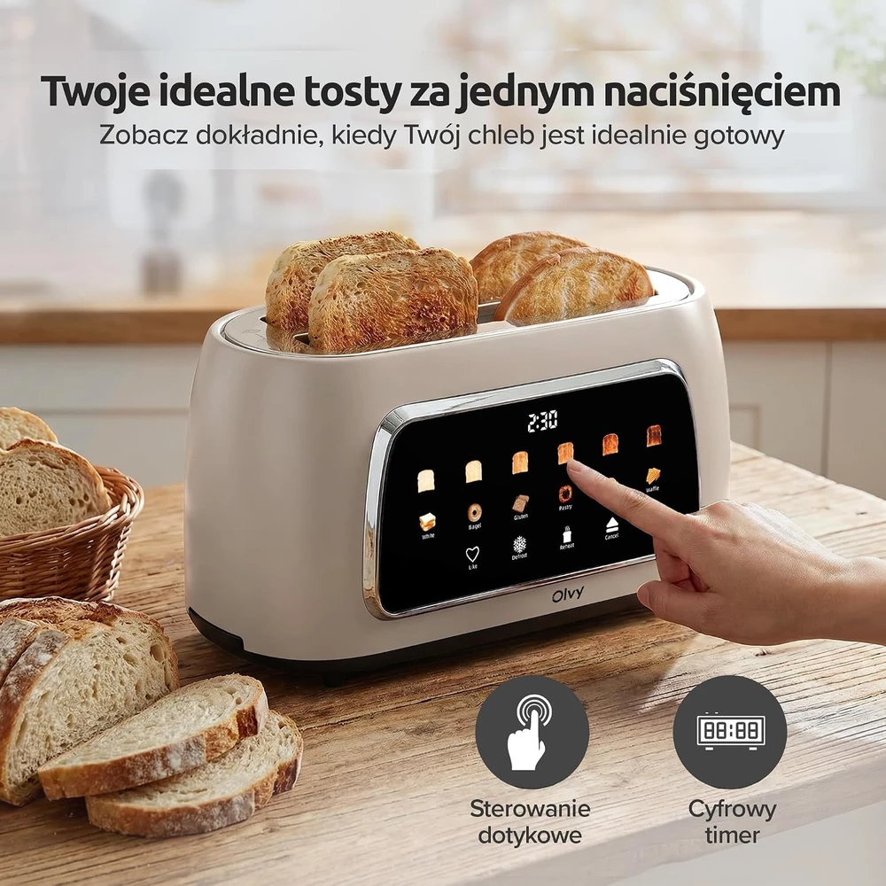 Olvy skrudintuvas 4 riekėms su LCD ekranu, laikmačiu, 1500 W, T-40T