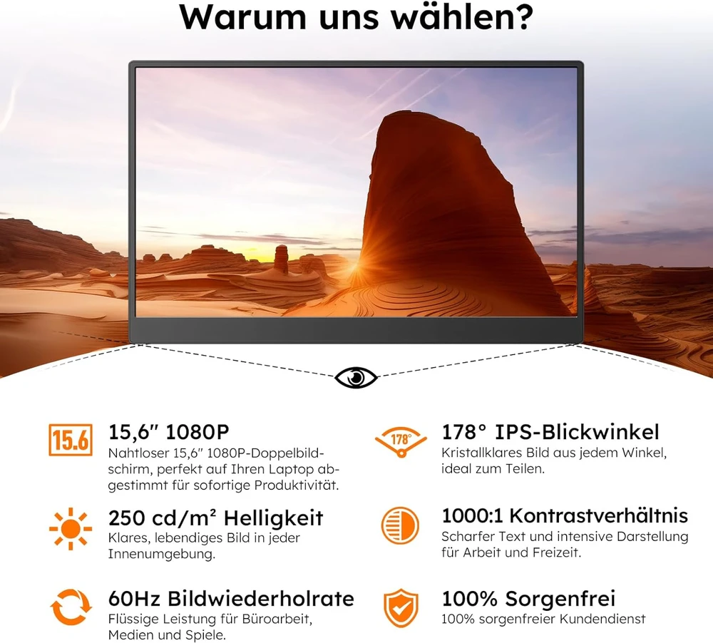 Omiodo nešiojamasis monitorius 15,6 col. Full HD IPS 60 Hz su USB-C ir HDMI, 1563