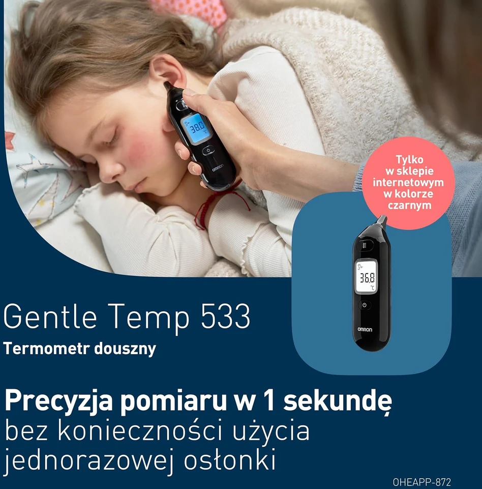 Omron bekontaktis ausinis termometras kūdikiams, vaikams ir suaugusiesiems Gentle Temp 533 MC-E533-EAZBK
