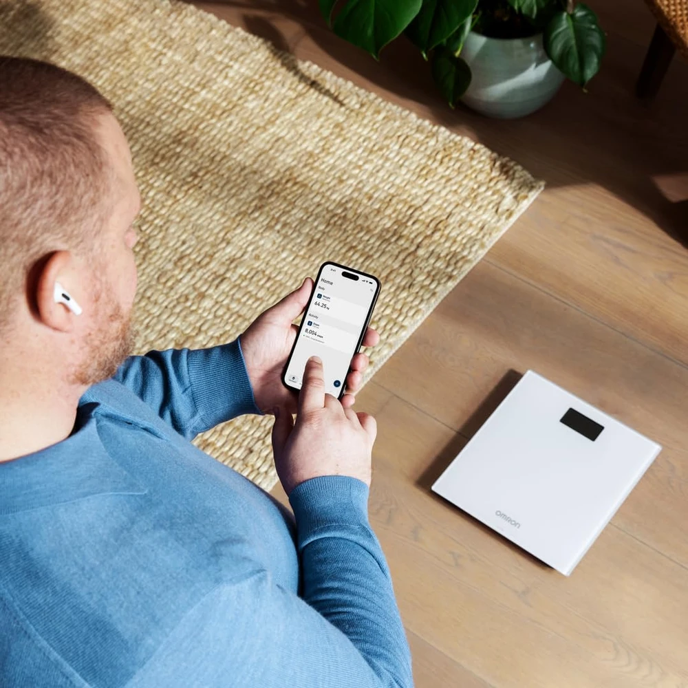Skaitmeninės Svarstyklės - Omron HN300T2 150kg Bluetooth Atmintis 30 Įrašų Pilka