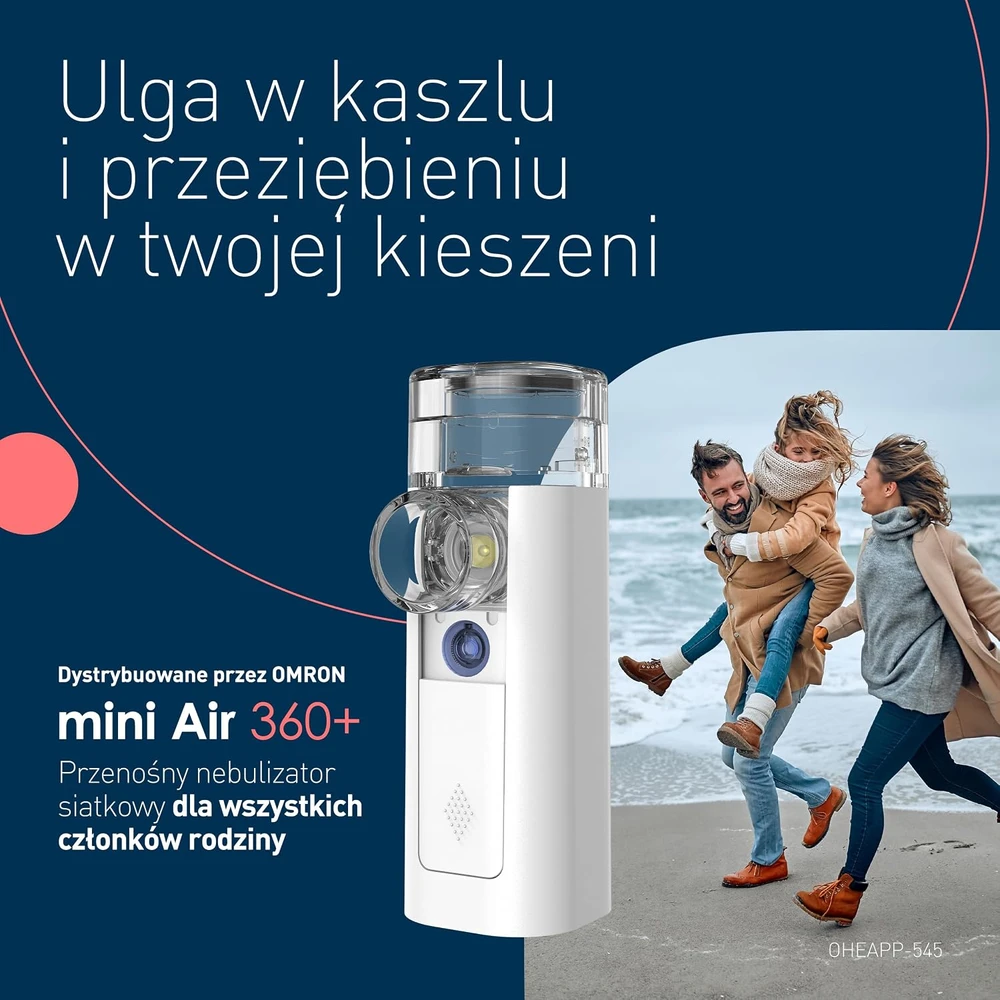 Omron nešiojamasis tinklinis nebulizatorius mini Air 360+ su Micro-USB įkrovimu