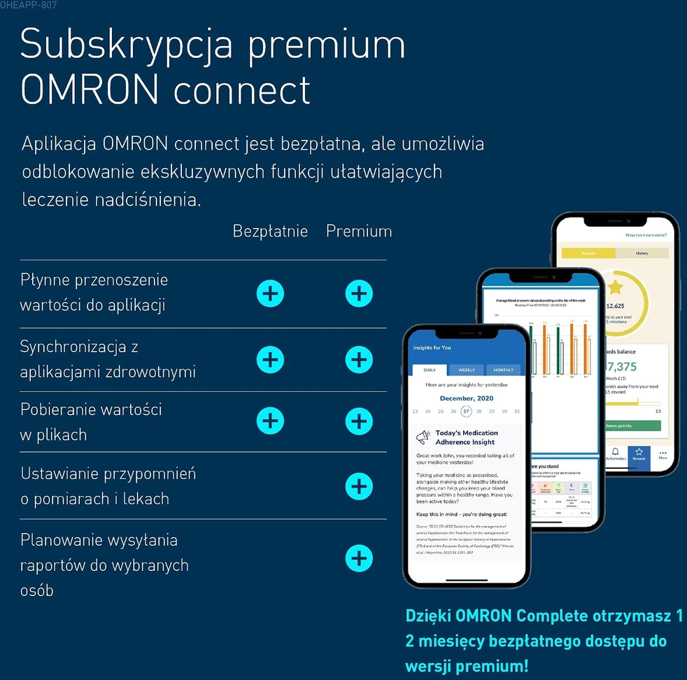 Kraujospūdžio matuoklis Omron Complete HEM-7530T-E3 EKG 2w1 BT baltai-juodas