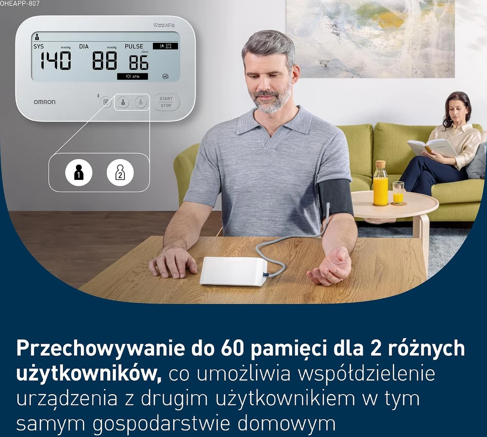 Omron žastinis kraujospūdžio matuoklis su Bluetooth ir AFib indikatoriumi HEM-7196T1-FLEO