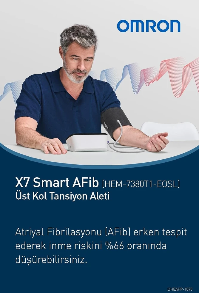 Omron žastinis kraujospūdžio matuoklis su AFib aptikimu ir Bluetooth HEM-7380T1-EOSL