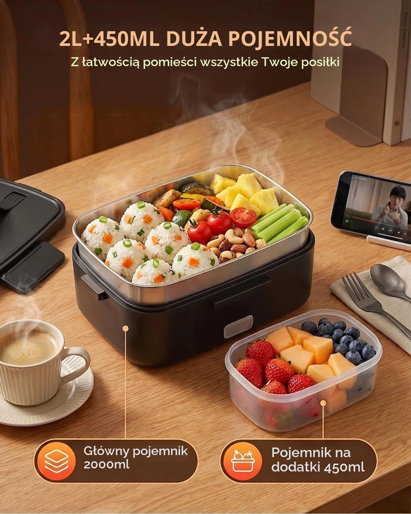 Onalix elektrinė pietų dėžutė 2 l, 90 W, 12–24 V ir 110–220 V
