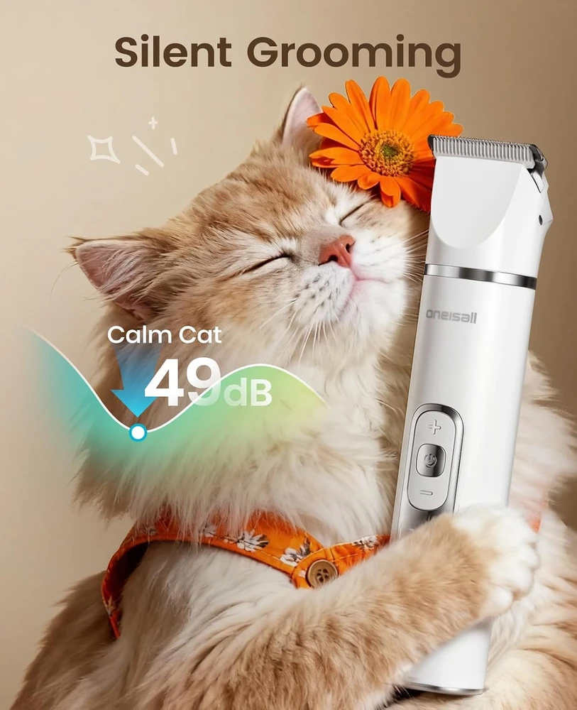 oneisall 3 viename gyvūnų kirpimo mašinėlė USB-C, IPX7, LCD, FC08