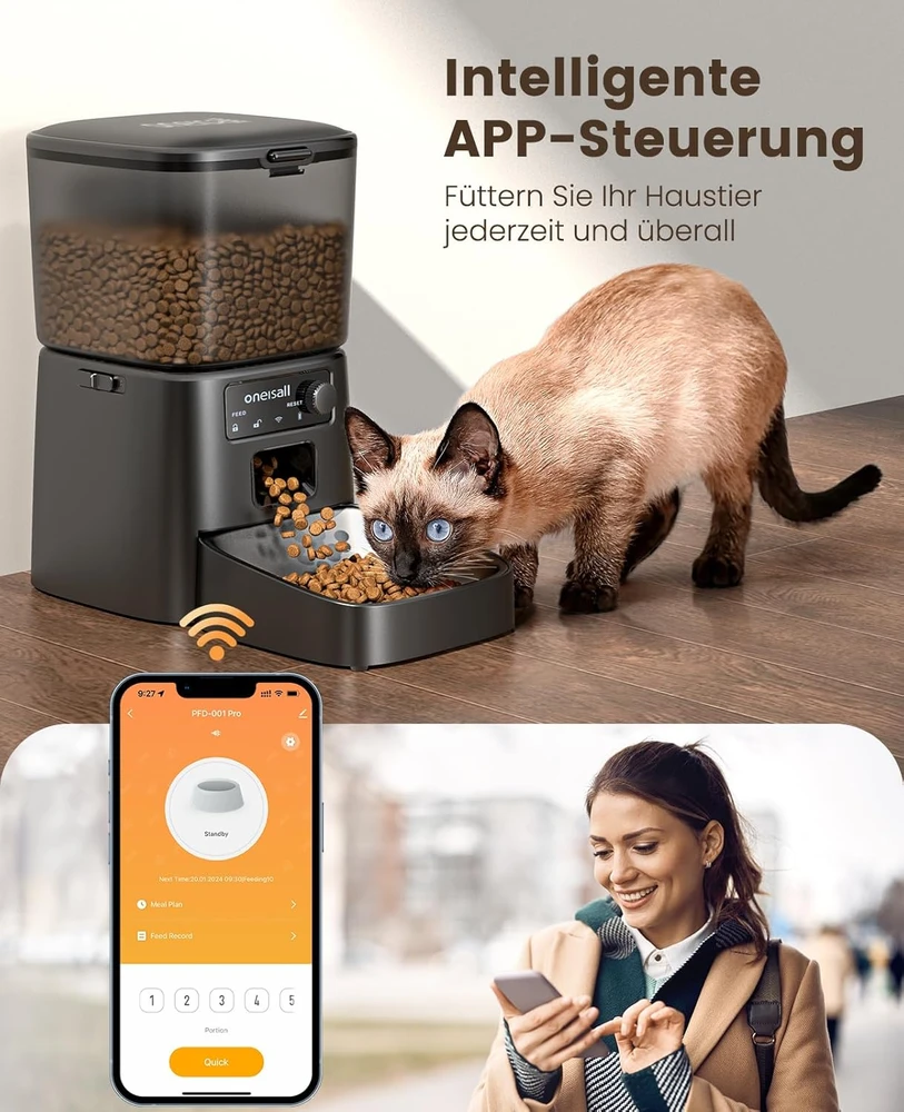 oneisall automatinė kačių šėrykla su Wi-Fi, 3,5 l, valdoma programėle, PFD-001