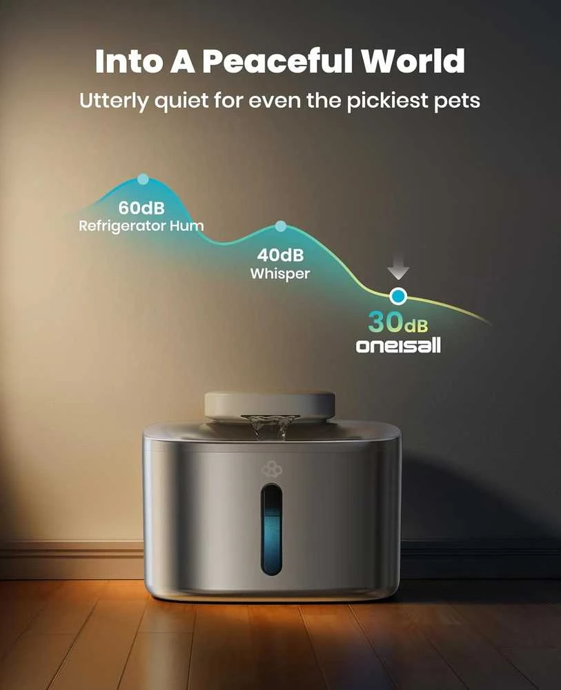 oneisall bevielė kačių gertuvė fontanas, 3,5 l, nerūdijantis plienas, 5000 mAh akumuliatorius