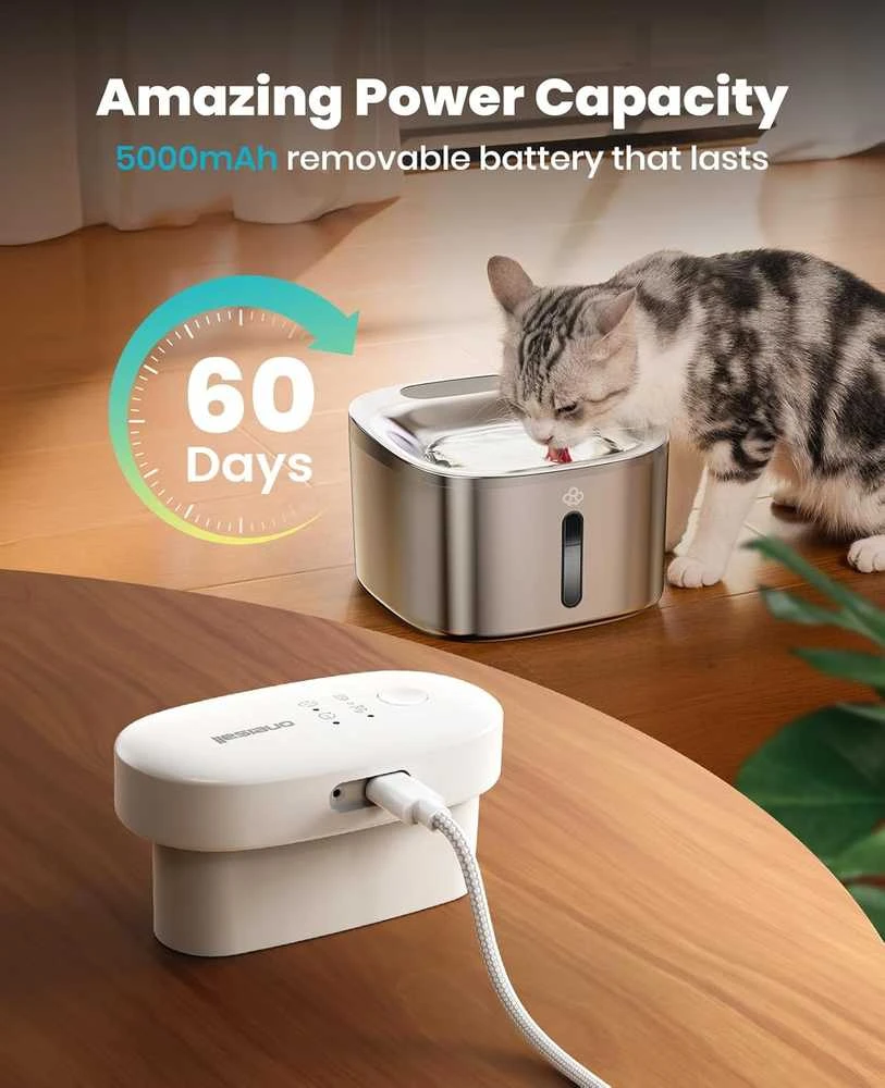 oneisall bevielė kačių gertuvė fontanas, 3,5 l, nerūdijantis plienas, 5000 mAh akumuliatorius