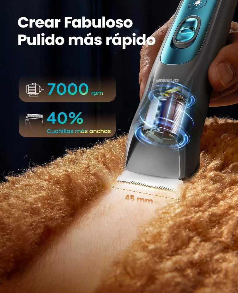 oneisall gyvūnų kirpimo mašinėlė su LED, 4-in-1, 2000 mAh, skirta šunims ir katėms, FC10