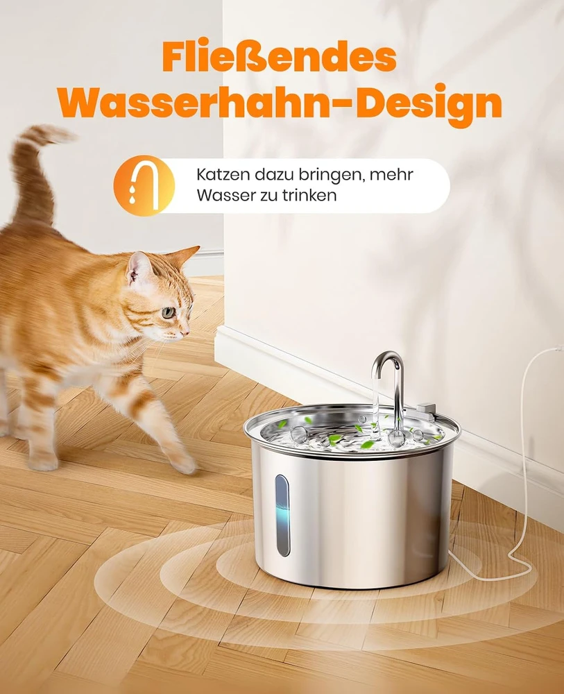 oneisall kačių geriamojo vandens fontanas iš nerūdijančiojo plieno, 2 l, LED, PWF-001