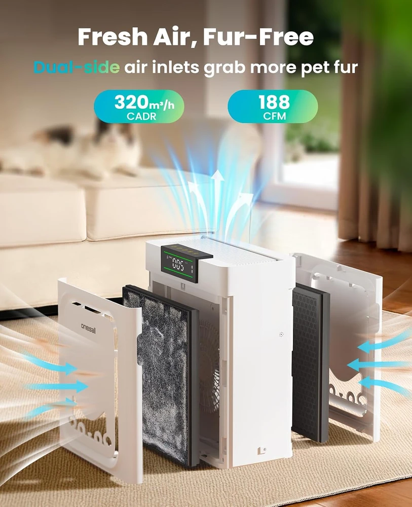 oneisall oro valytuvas naminiams gyvūnams su HEPA filtru, 50 W, PP05