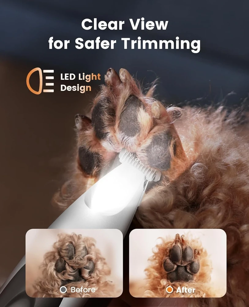 oneisall šunų letenų trimerio ir nagų šlifuoklio rinkinys su LED, FC11WZE-Z