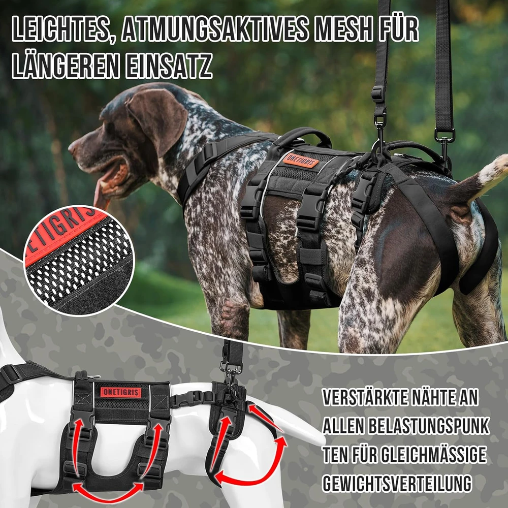 OneTigris SKYEWALKER šuns pakėlimo petnešos XL 39–64 kg DG-GBX41A-BKXL