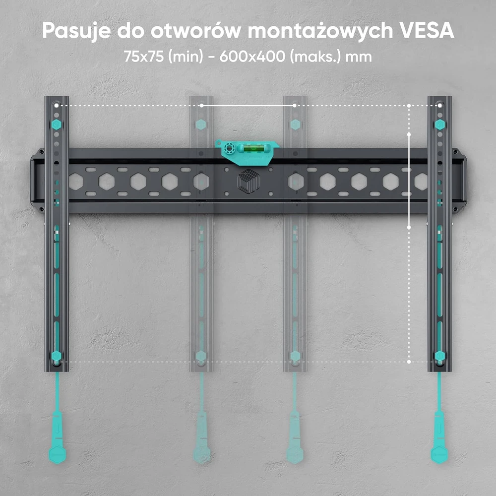 ONKRON fiksuotas sieninis televizoriaus laikiklis 43–85 col., iki 68,2kg, VESA 75 × 75–600 × 400, FM6