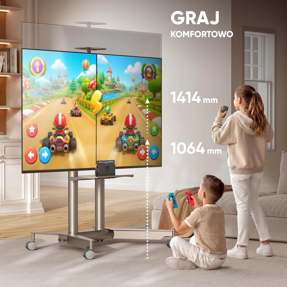 Laikiklis ONKRON mobilus televizoriaus stovas 32–75 col., iki 50 kg, VESA 600 × 400, TS1571-C