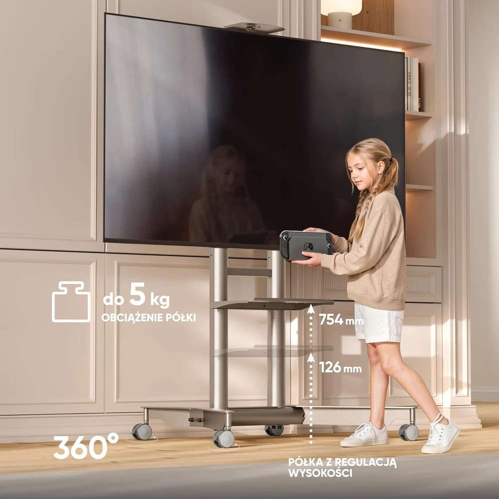 Laikiklis ONKRON mobilus televizoriaus stovas 32–75 col., iki 50 kg, VESA 600 × 400, TS1571-C