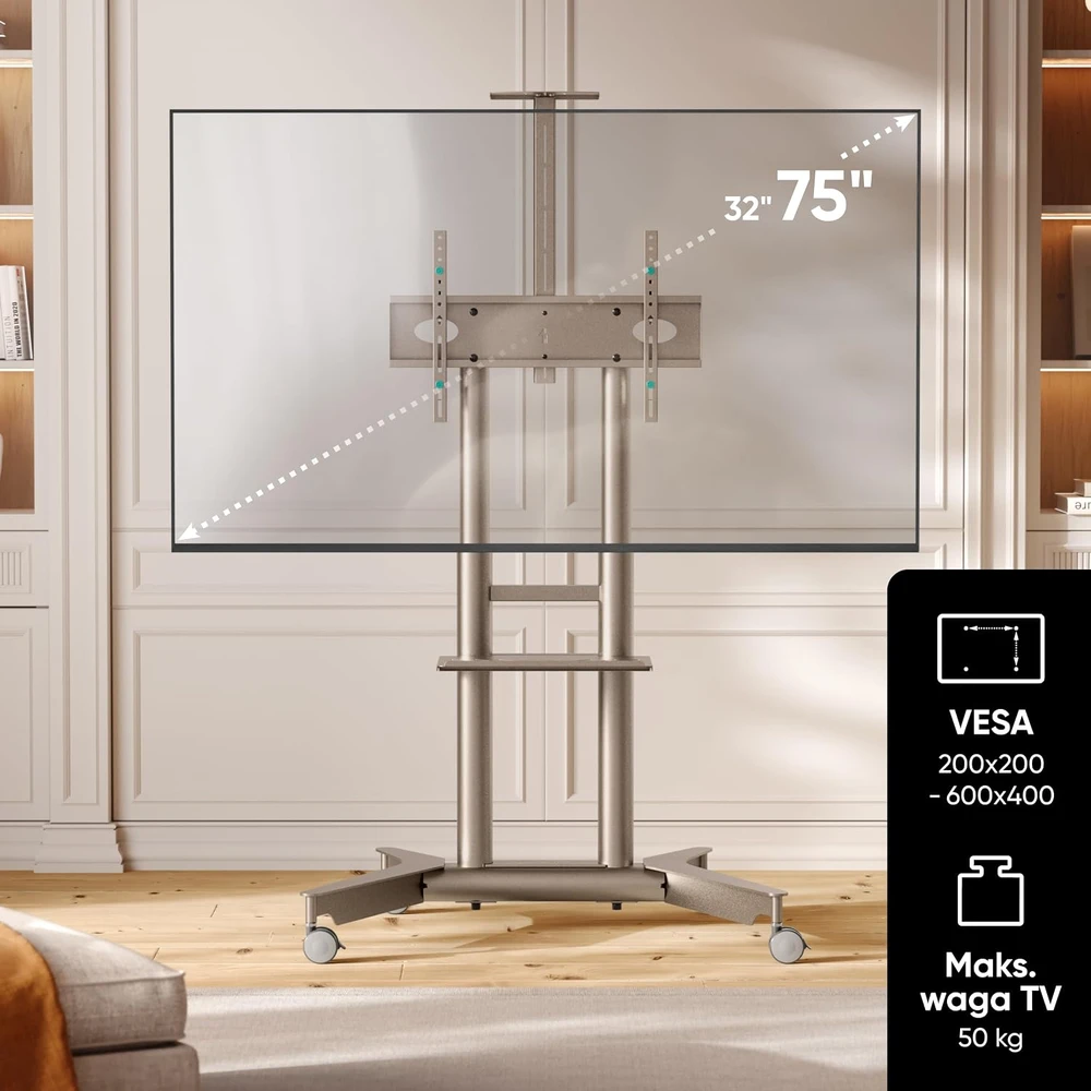 Laikiklis ONKRON mobilus televizoriaus stovas 32–75 col., iki 50 kg, VESA 600 × 400, TS1571-C