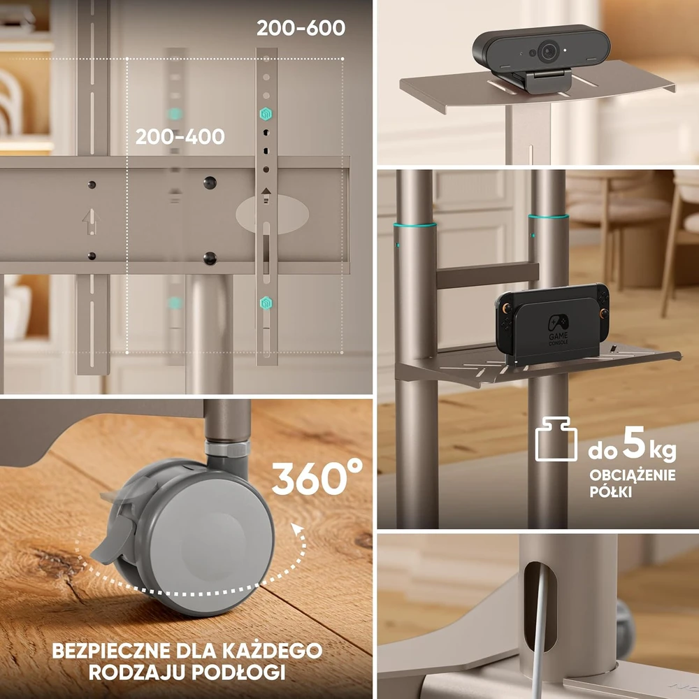 Laikiklis ONKRON mobilus televizoriaus stovas 32–75 col., iki 50 kg, VESA 600 × 400, TS1571-C