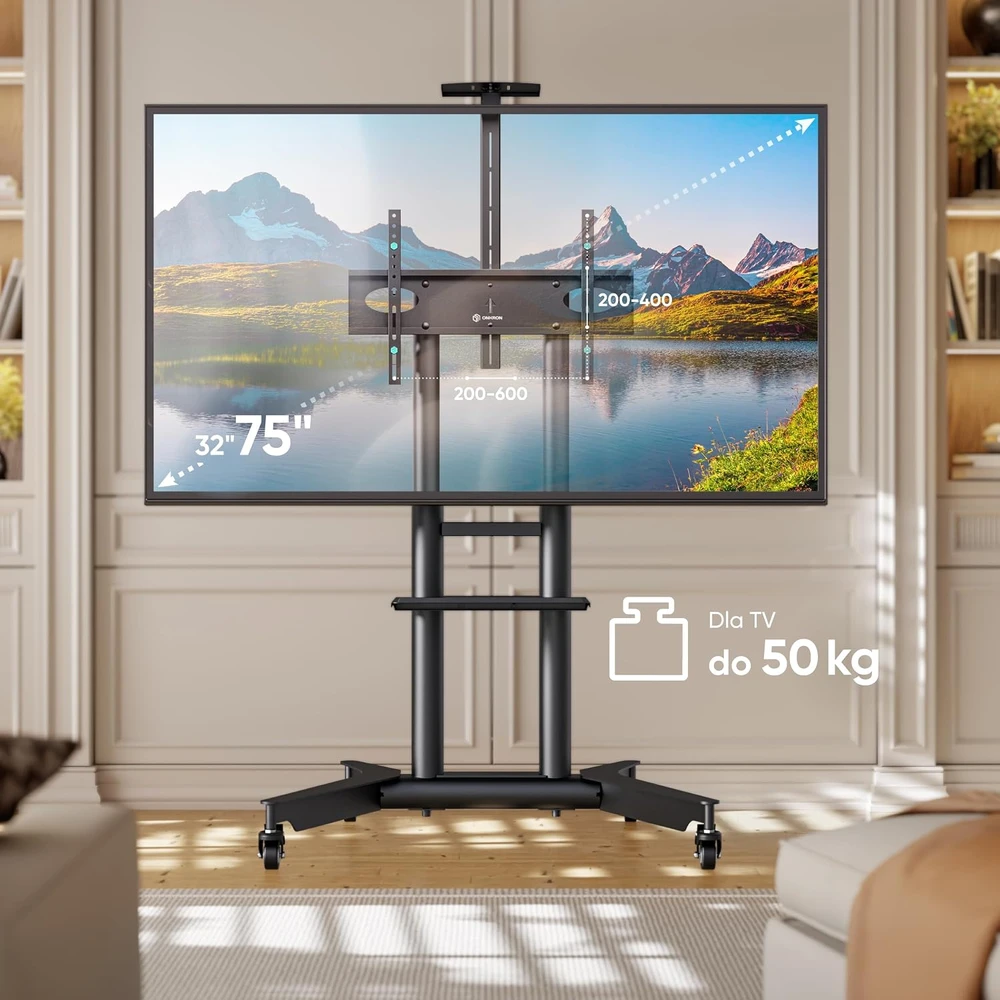Onkron TV stovas su ratukais, skirtas 32–75" televizoriams, iki 60 kg, juodas, TS1571-B