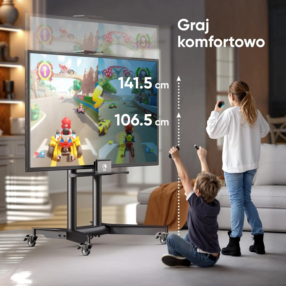 Onkron TV stovas su ratukais, skirtas 32–75" televizoriams, iki 60 kg, juodas, TS1571-B
