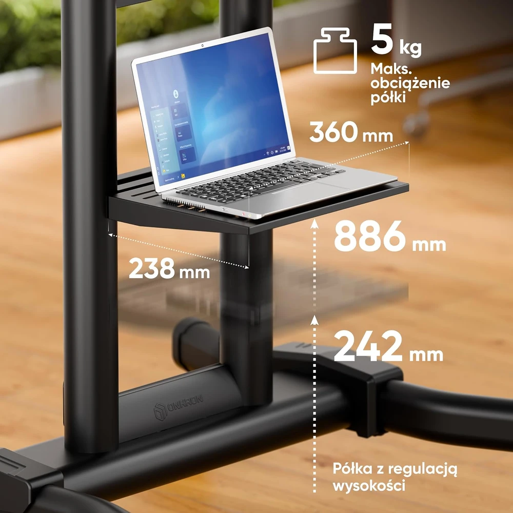 ONKRON mobilus televizoriaus stovas 43–75 col., iki 65 kg, VESA 600 × 400, TS1551-B