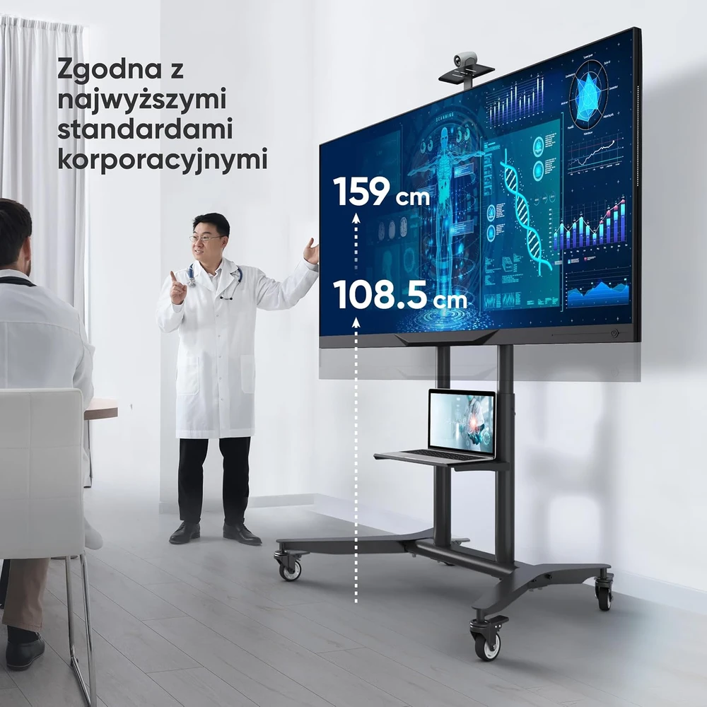 Laikiklis ONKRON mobilus televizoriaus stovas su ratukais 55–90 col., VESA 200 × 200–800 × 600, TS1871-B