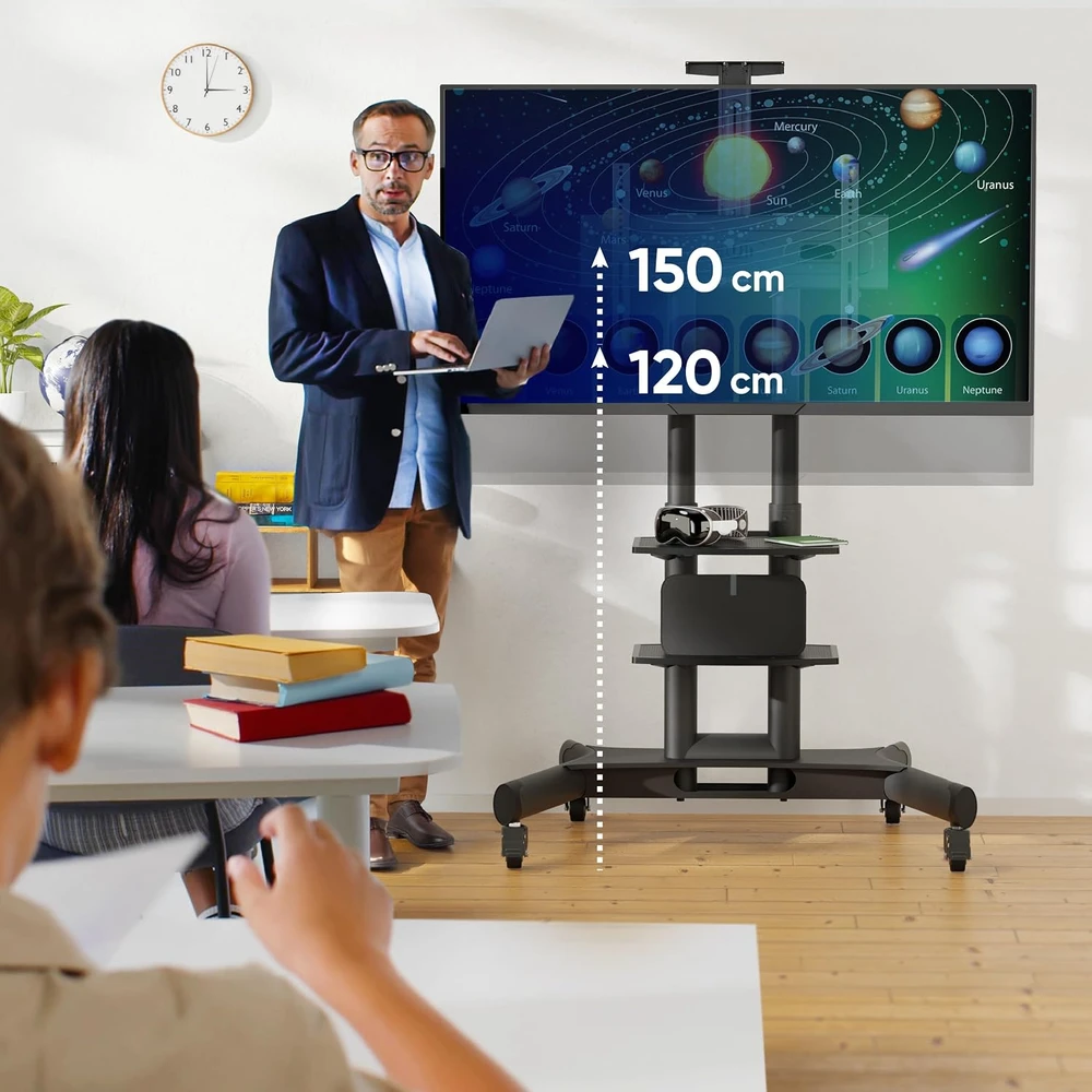 Laikiklis ONKRON mobilus televizoriaus stovas su ratukais 40–70 col., iki 45,5kg, VESA 600 × 400 TS1552-BLK-DE
