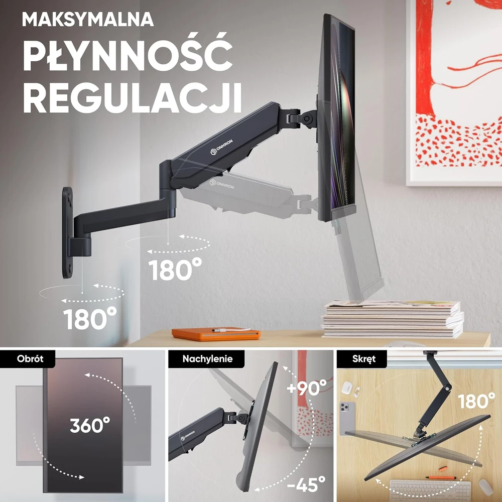 ONKRON sieninis laikiklis televizoriui ir monitoriui 13–34 col., iki 8kg, VESA 100 × 100, G150-B