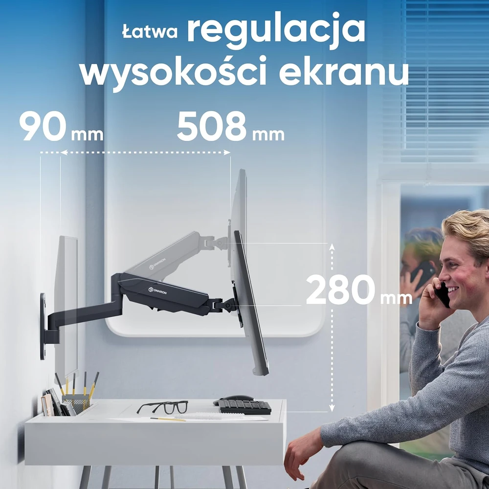 ONKRON sieninis laikiklis televizoriui ir monitoriui 13–34 col., iki 8kg, VESA 100 × 100, G150-B