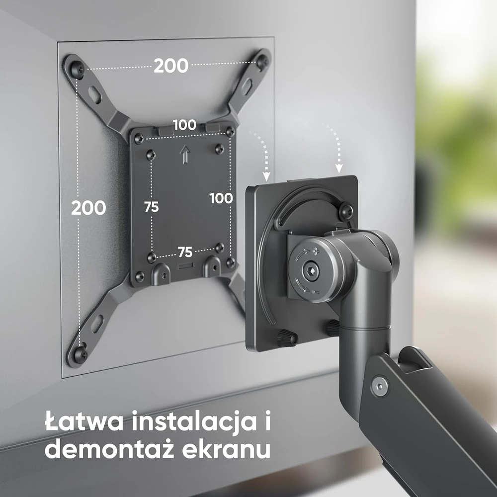 ONKRON G130-B Pasukamas ir pakreipiamas stalo laikiklis 17–57 colių monitoriams, maks. 27 kg, su rotacija, juodas