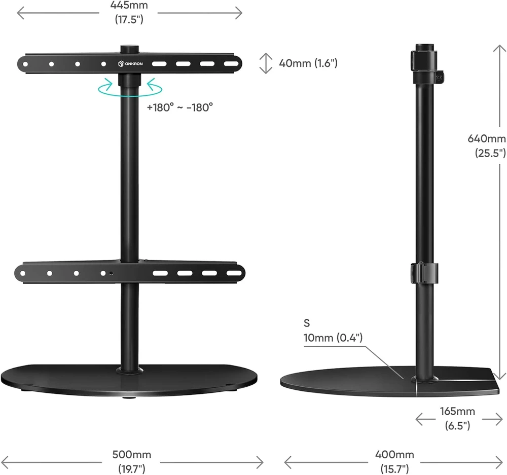 Laikiklis ONKRON televizoriaus stovas 32–65 colių ekranams iki 35 kg, VESA 100 × 100–400 × 400, PT2-B