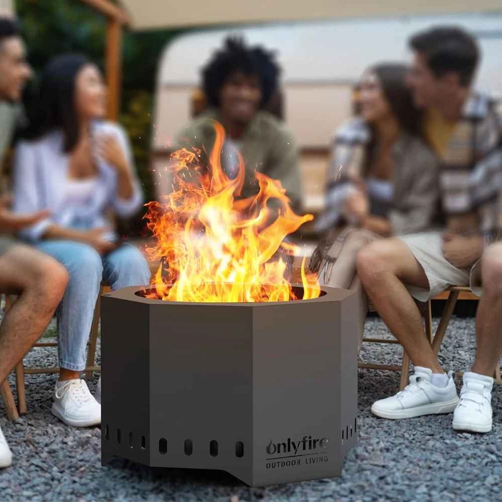Onlyfire aštuonkampis lauko ugniakuras su nuimama pelenine F-FPR7036-BK1-EU