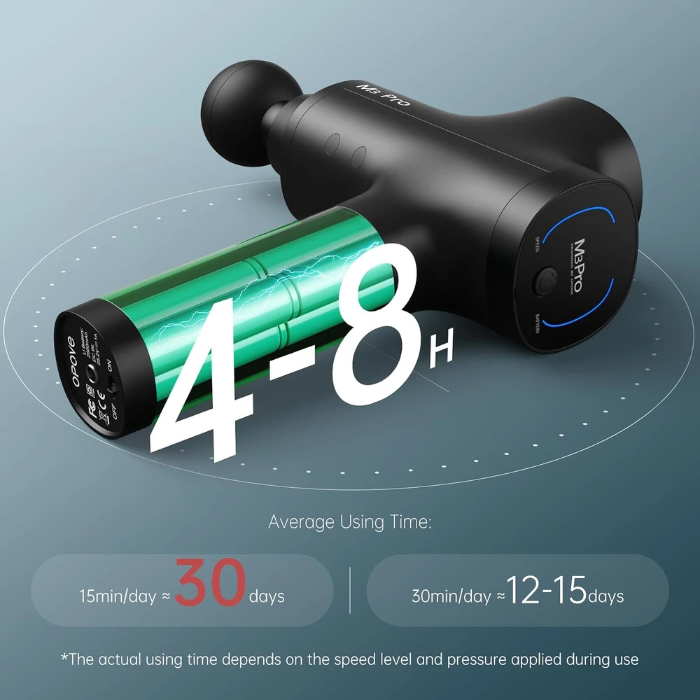 opove masažinis pistoletas M3 Pro 2, 2500 aps./min., 12 mm amplitudė, 2600 mAh