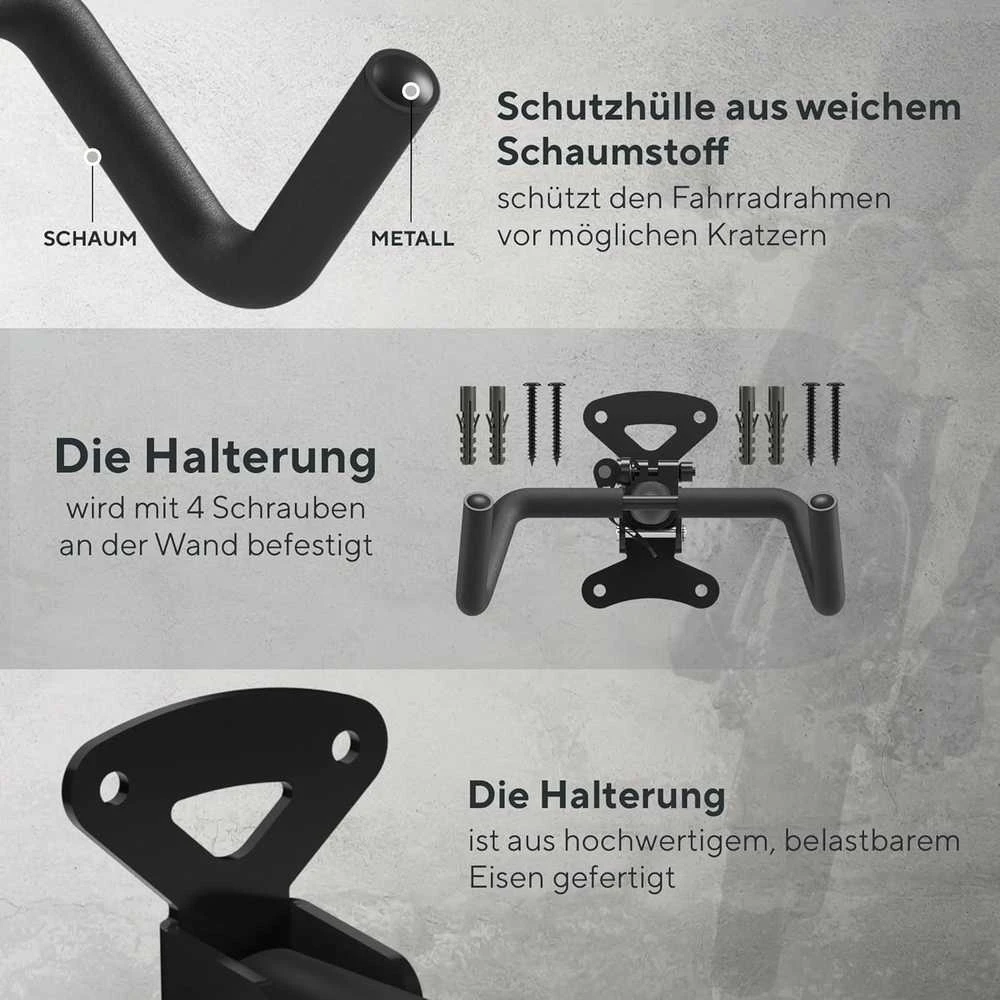 Optio Cycle sieninis dviračio laikiklis, sulankstomas, apkrova iki 32 kg, Bike Rack Wall Mount