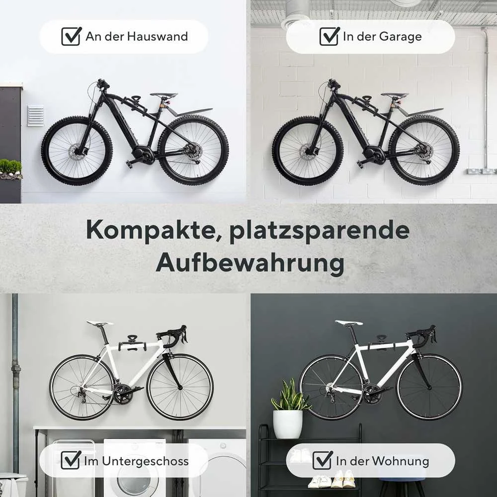 Optio Cycle sieninis dviračio laikiklis, sulankstomas, apkrova iki 32 kg, Bike Rack Wall Mount