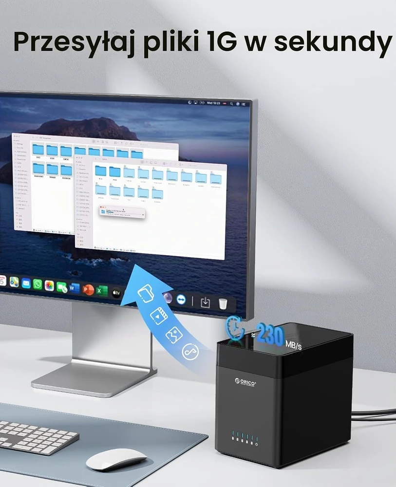 ORICO 5 diskų dokavimo stotelė USB-C SATA 3,5 col. HDD/SSD, 80 TB DS500C3