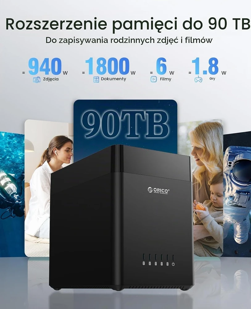 ORICO 5 diskų dokavimo stotelė USB-C SATA 3,5 col. HDD/SSD, 80 TB DS500C3