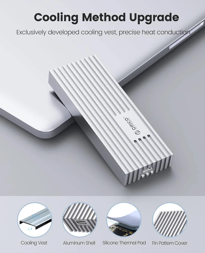 ORICO aliumininis M.2 NVMe SSD dėklas su USB-C 3.2 Gen 2x2, 20 Gb/s, M233