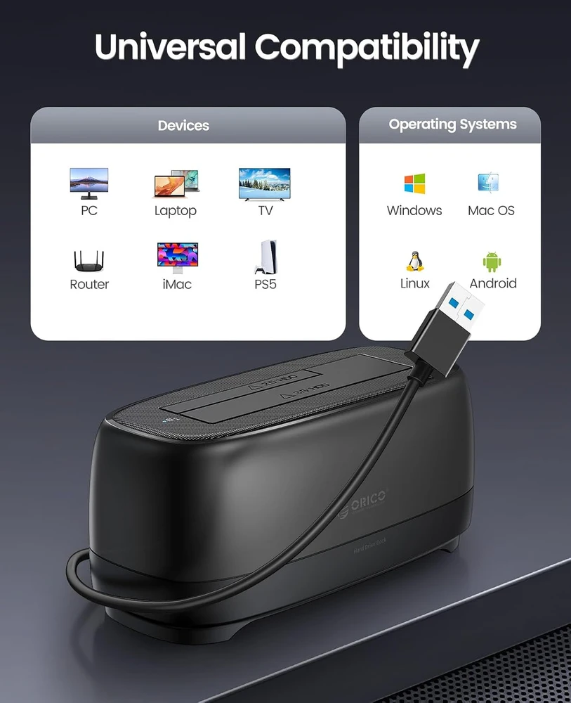 ORICO diskų prijungimo stotelė SATA HDD ir SSD, USB 3.0, 5 Gb/s, DD18U3