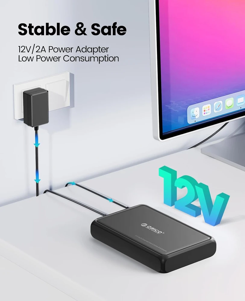 ORICO išorinis 2.5 ir 3.5 col. SATA HDD bei SSD dėklas USB-C 5 Gb/s DDL35-C3-BK