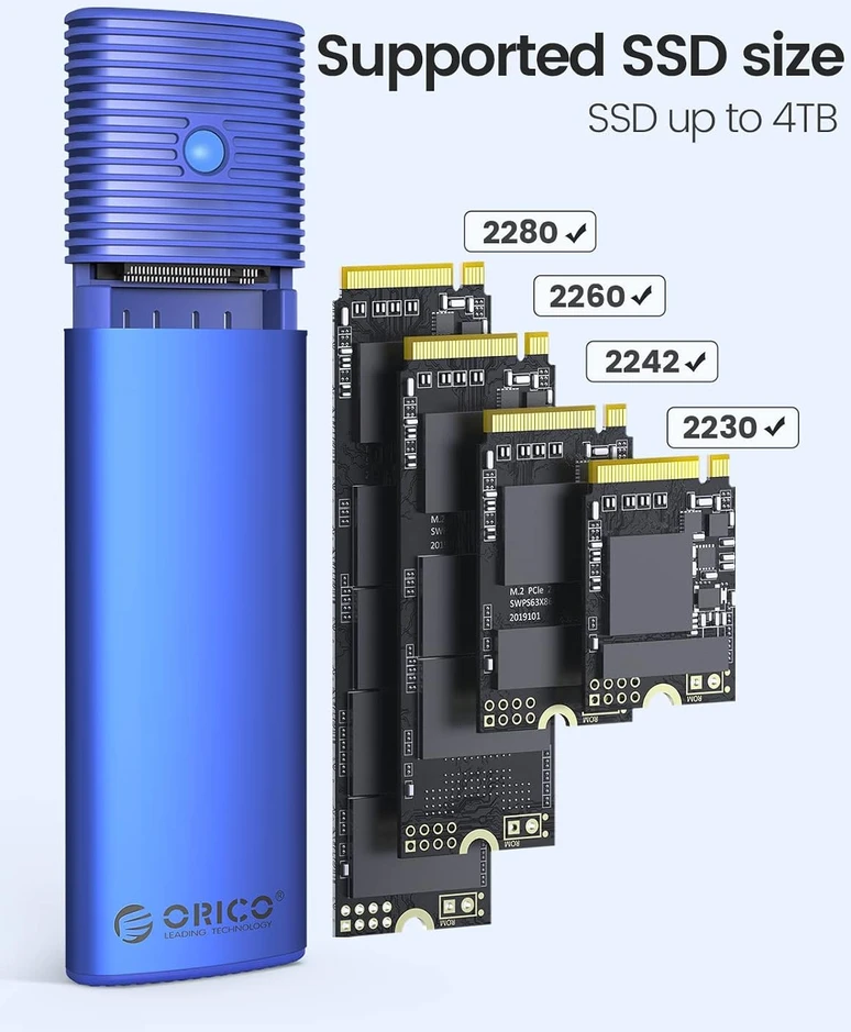 ORICO M.2 ENCLOSURE, USB 3.2 Gen 2 Type-C M.2 NVMe / SATA SSD