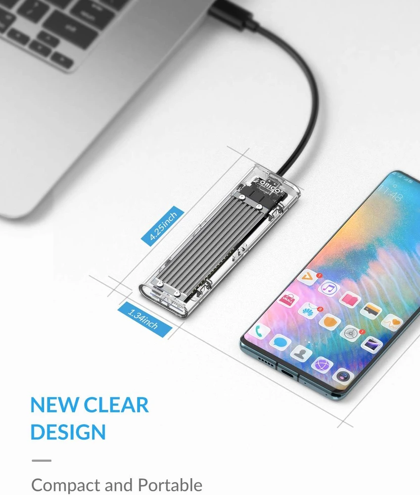 ORICO M.2 NVMe SSD korpusas USB-C 3.2 Gen 2 10 Gb/s TCM2-C3-SV-GL
