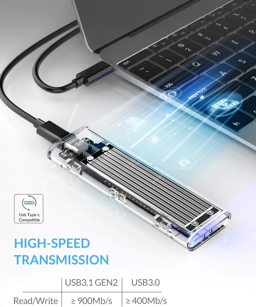 ORICO M.2 NVMe SSD korpusas USB-C 3.2 Gen 2 10 Gb/s TCM2-C3-SV-GL