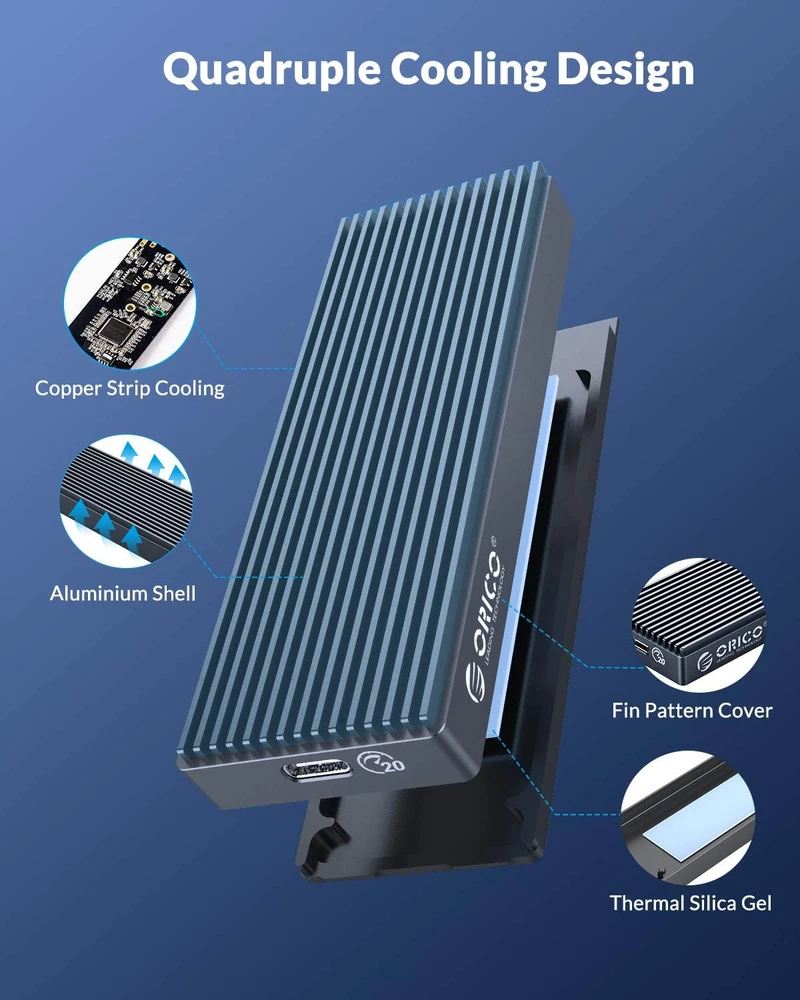 ORICO NVMe M.2 SSD dėklas USB 3.2 Gen 2x2 20 Gb/s iki 2000 MB/s M2PAC3