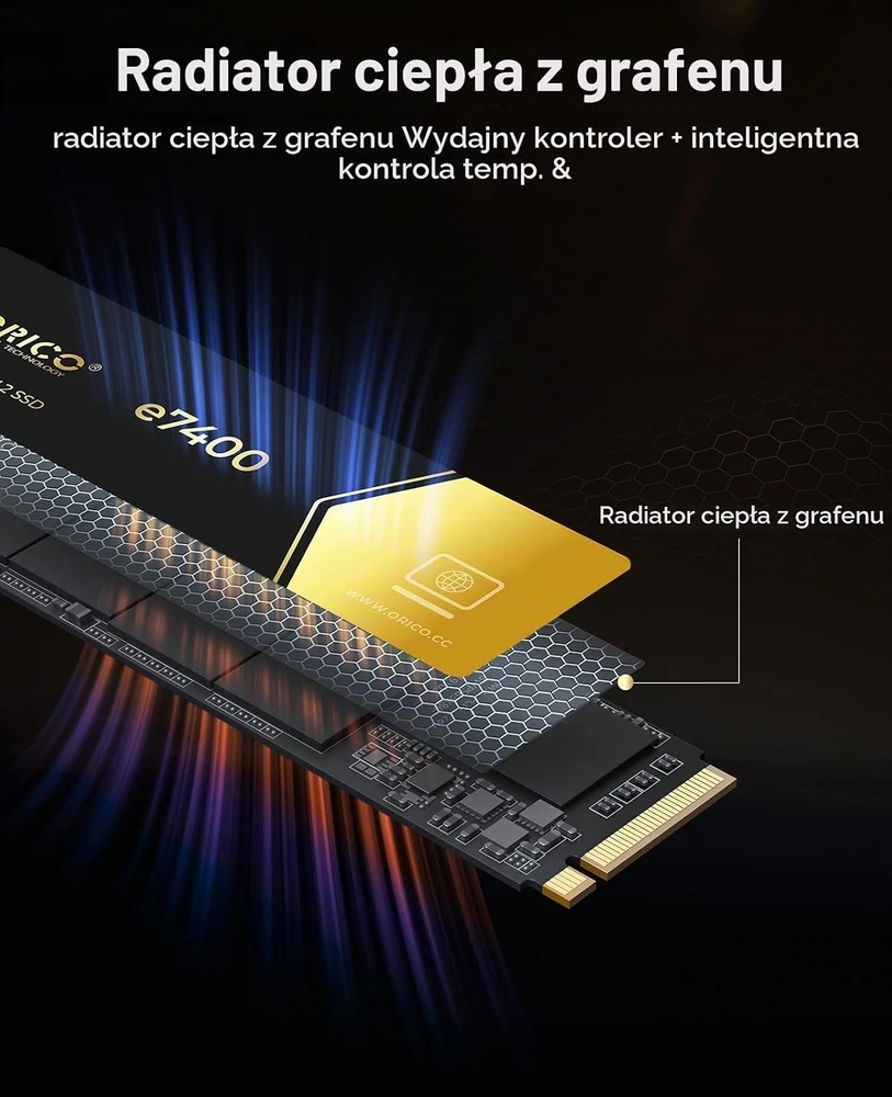 ORICO vidinis 1 TB M.2 NVMe SSD, PCIe 4.0 x4, iki 7400 MB/s, e7400-1TB