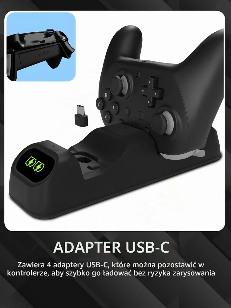 Orzly dviguba USB-C valdiklių įkrovimo stotelė, skirta PS5, XBOX ir Switch, STADIADOCK