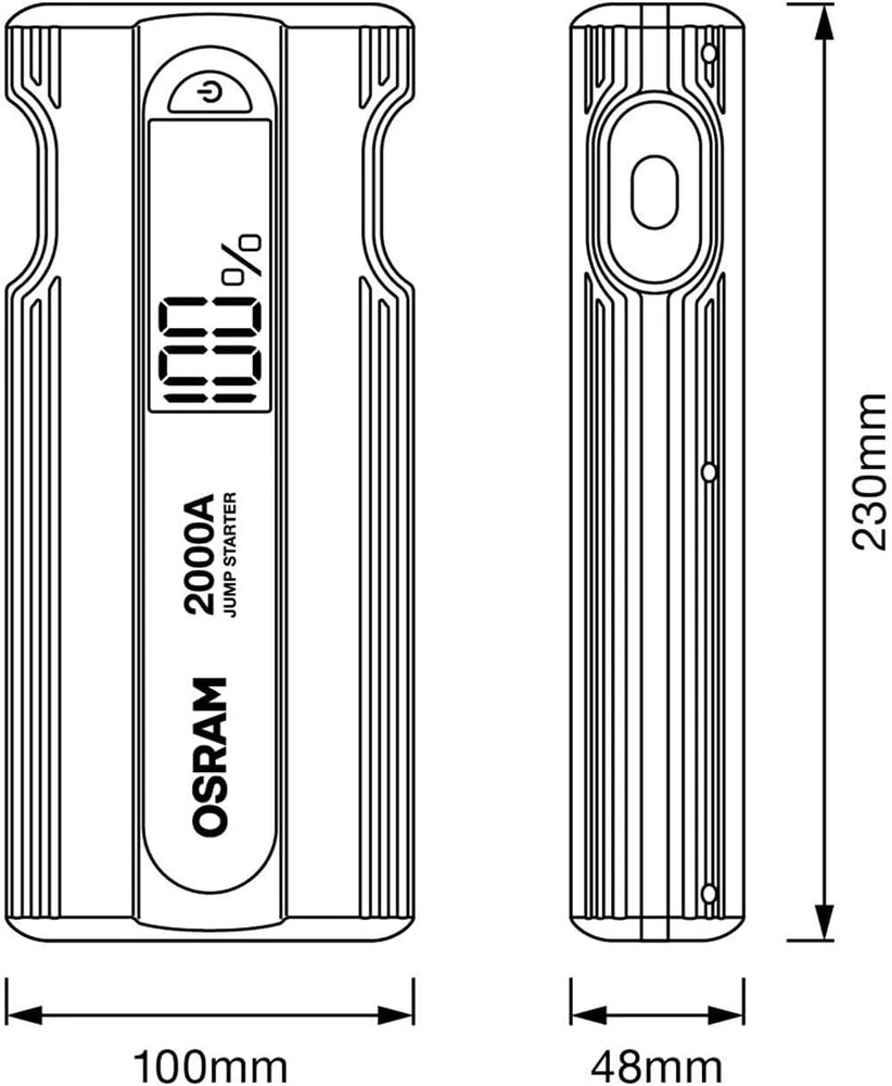 OSRAM avarinis automobilio užvedimo įrenginys 12 V 2000 A su USB-C powerbanku OJS040
