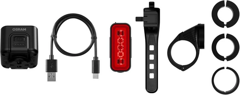 OSRAM dviračio šviestuvų rinkinys LEDsBIKE COMPACT 50 SET, 50 lux, akumuliatoriniai, trys ryškumo režimai